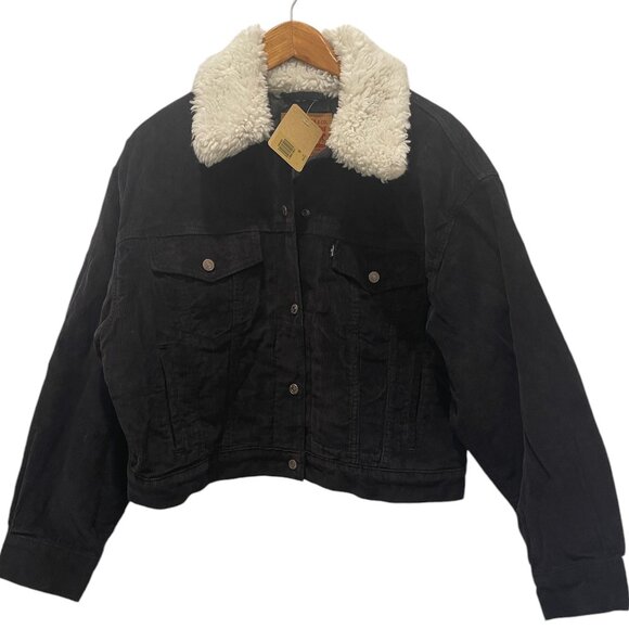 LEVI'S Women's Corduroy Sherpa Baby Baggy Trucker Jacket - Picture 3 of 5